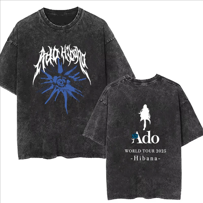 Ado Print Washed T-Shirts Sommer Damenkleidung Lässige Mode Streetwear Y2K Vintage Oversize Kurzarm-Tops Gewaschene T-Shirts – Detail 2