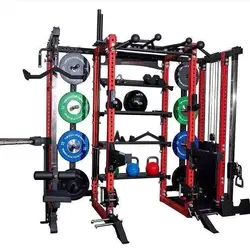 Weight Plate and Ball Storage Dual Pully Cable Crossover Multi Power Rack