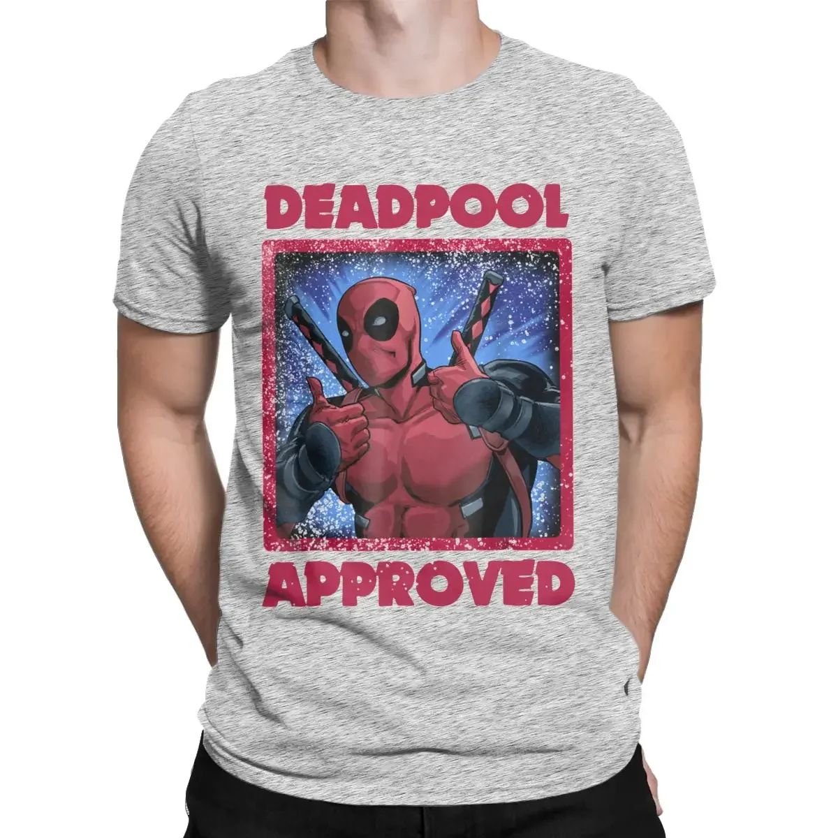 Men T-Shirts Dead Guys Thumbs Up Approved Cool 100% Cotton Tee Shirt Short Sleeve Deadpool T Shirt Crewneck Clothes