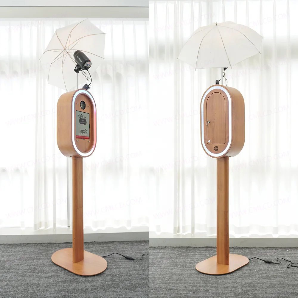 Vintage Photo Booth Portable DSLR Camera iPad Photo Booth Metal Case dengan Pola Kayu Imprint Event Sewa Self-Service