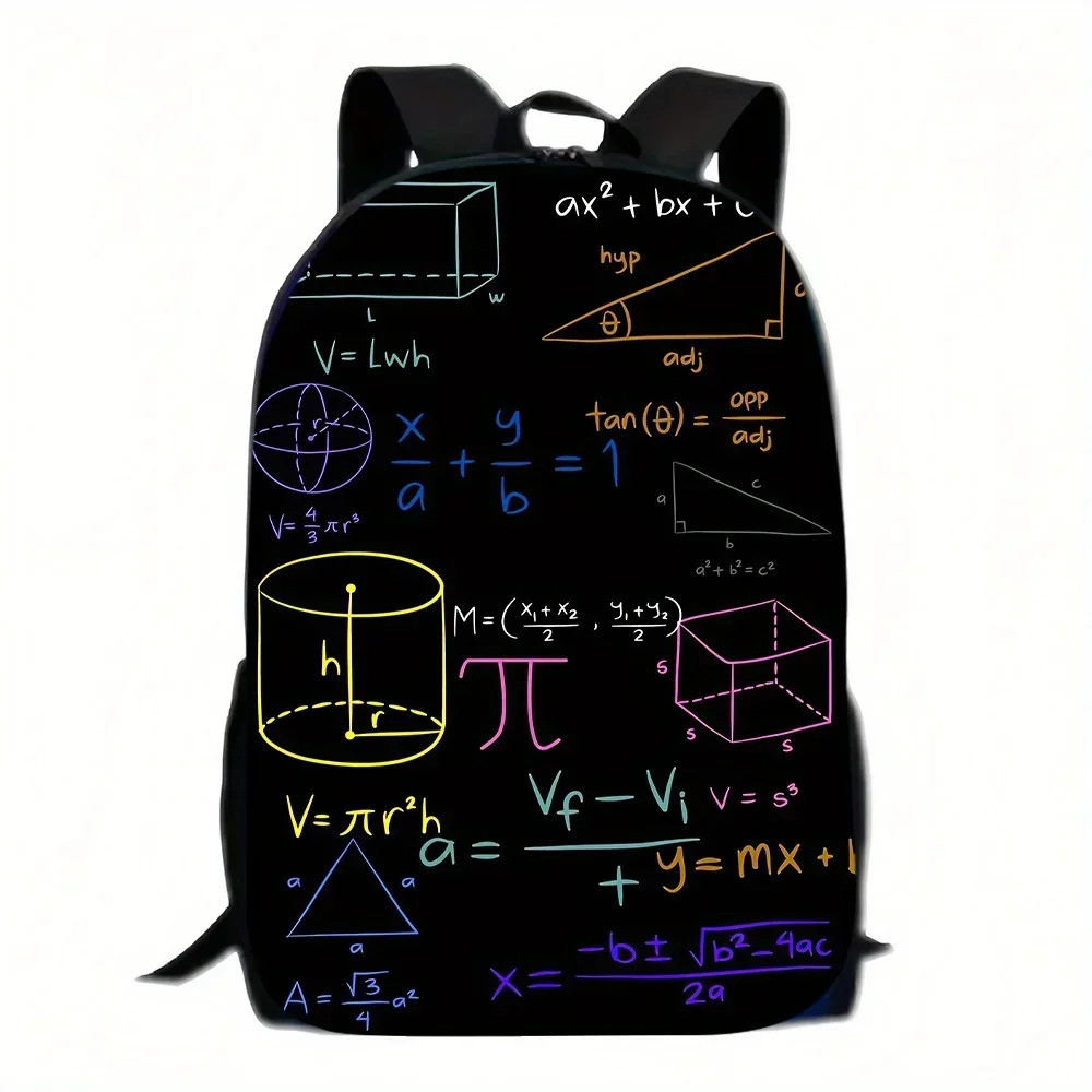 Math 3pcs Unisex, Including Bag, Pencil Case And Lunch Box. Features Cool Handle Print, Suitable For Both And. Laptop Backpack W