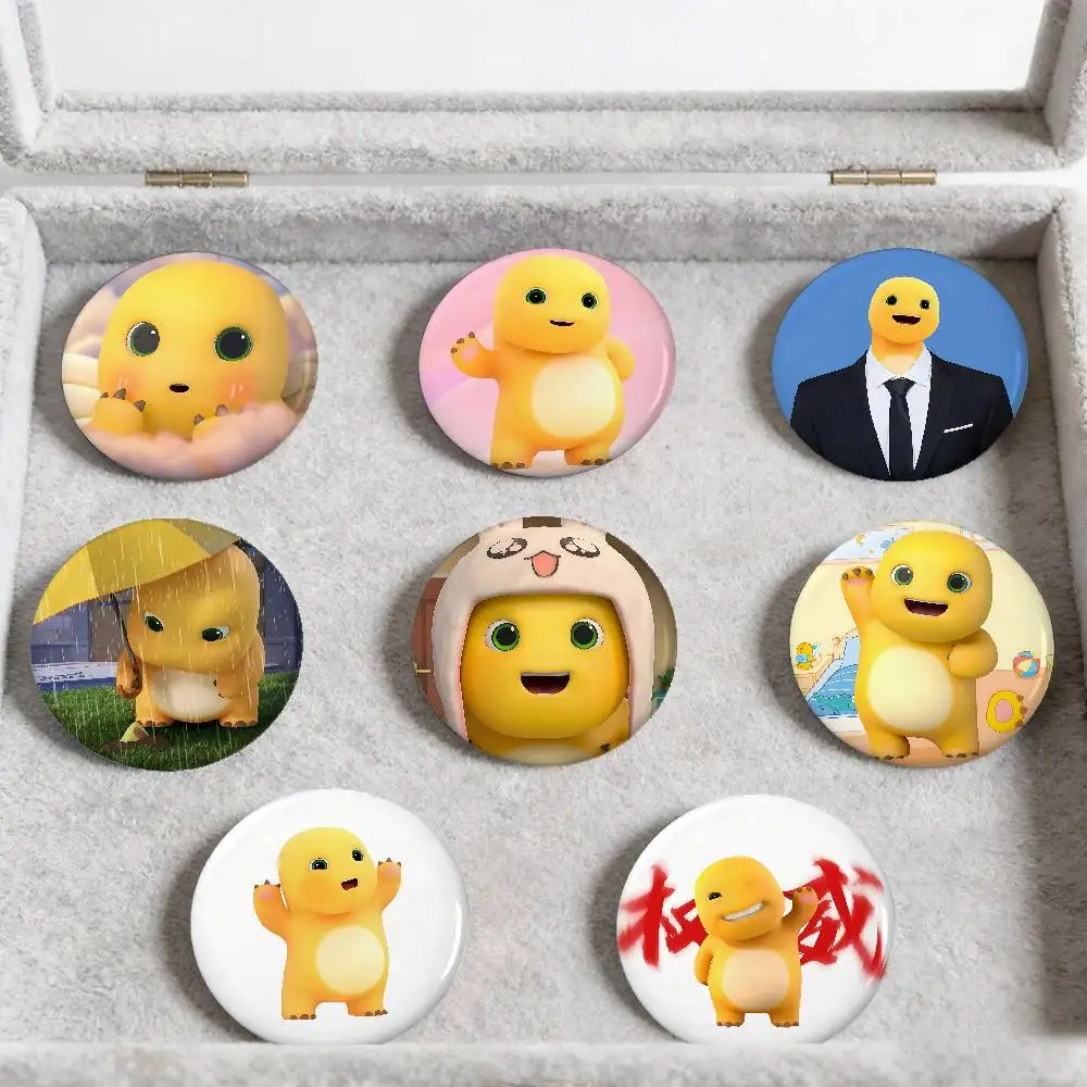 Cute M-Milk Dragon Badges Peripheral Lapel Pins Tinplate Round Brooch For Shoulder Bag Accessories Souvenir Gifts