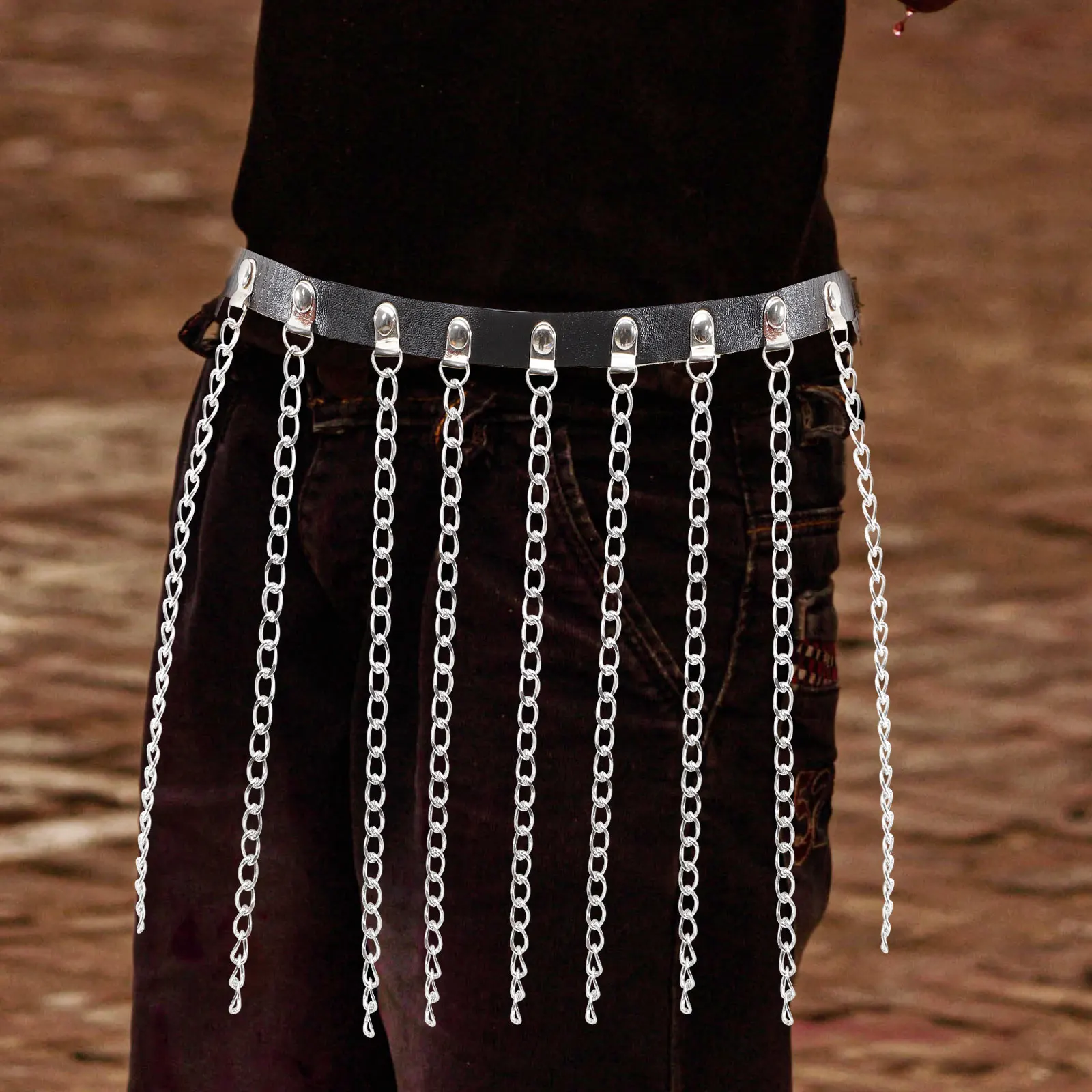 

Punk Tassel Chain Belt Women Black Silver Fashion Waist Accessories Jeans Dress Long Fringe Durable Lightweight Reliable