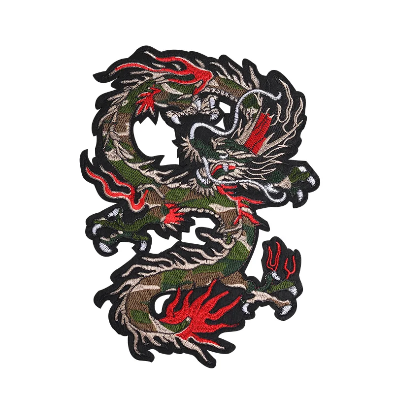 Large Chinese Loong Size: 31x23cm Embroidered Patch Iron on for Clothes Backpack Badge Diy Clothing Sticker Applique