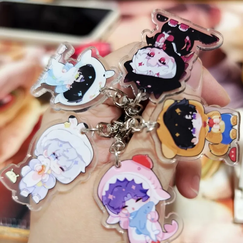 5Pcs/Set Dress Up Love and Deepspace Keychain Game Cartoon Xavier Zayne Rafayel ralayo Sylus Caleb Pendant Keyring Jewelry Gift