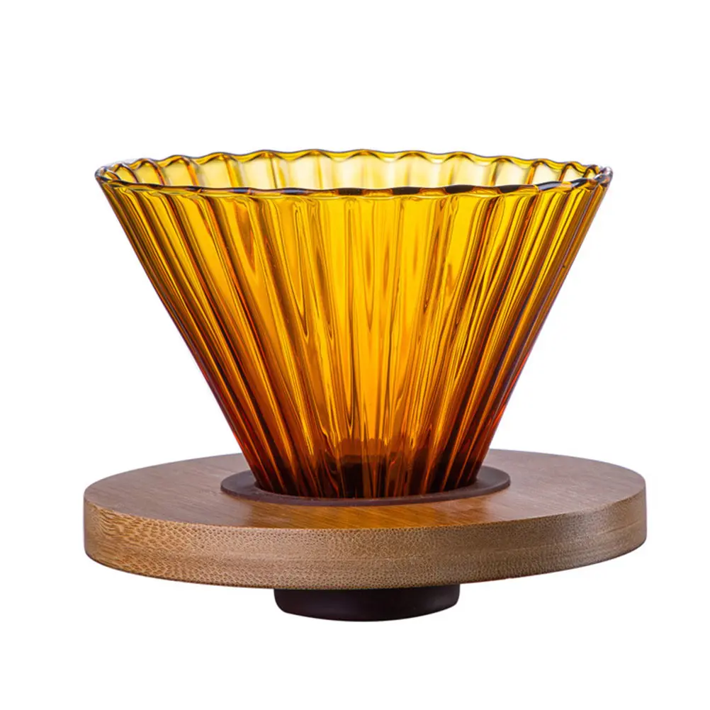 

Coffee Funnel Durable Wooden Glass Filter Pour-over Dripper Household Travel Kitchen Accessory Reusable Easy Clean Coffee Pot