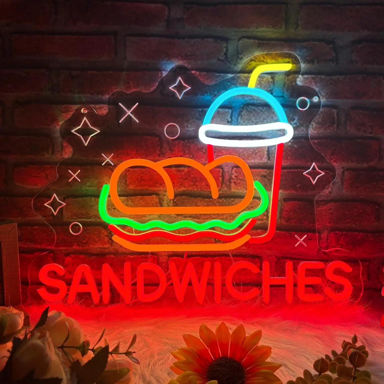 Sandwiches Neon Sign Led Neon Light For Fast Food Store Restaurant Kitchen Cafe Business Wall Art Decoration Shop Opening Gift
