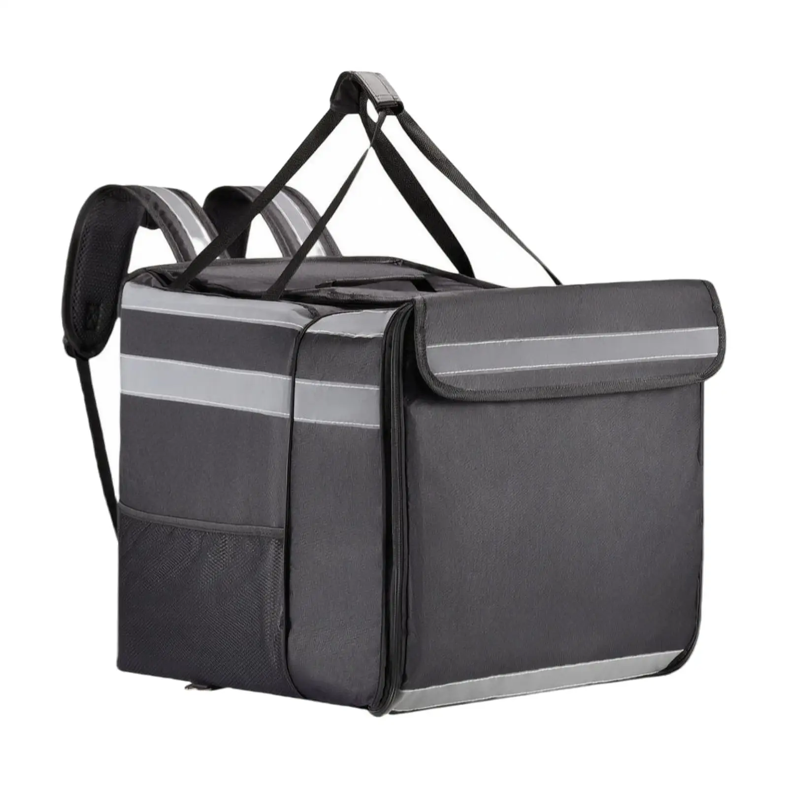 Portable Thermal Food Carrier Backpack for Couriers with Comfortable Straps and Mesh Side Pocket for Eco Bag Style Everyday Use