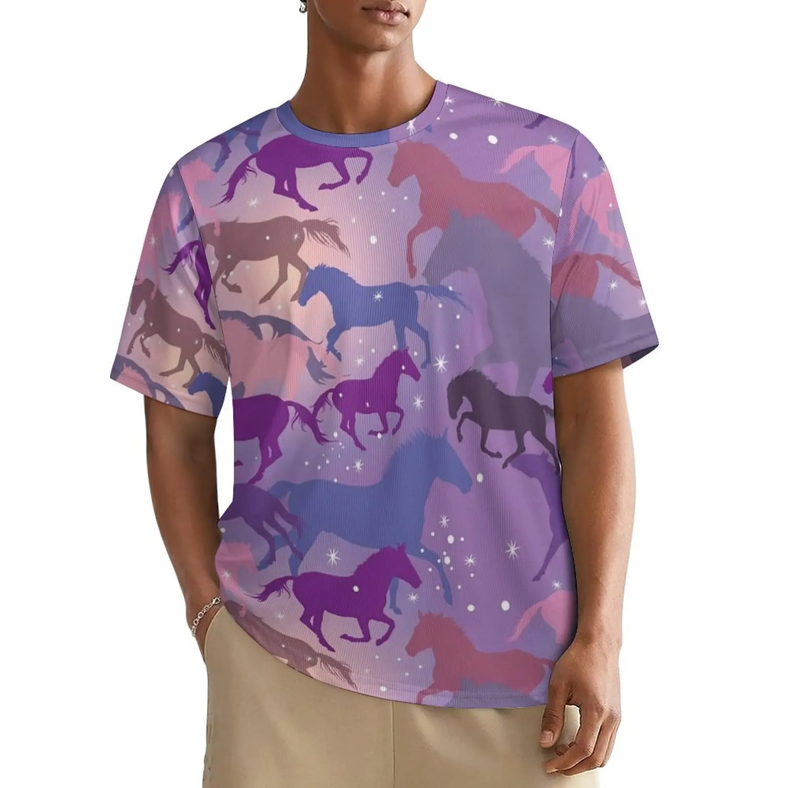 Summer T Shirt Flare Horse T Shirts Animal Print Casual Popular Tee Shirt For Men Short Sleeve Design Plus Size Tops