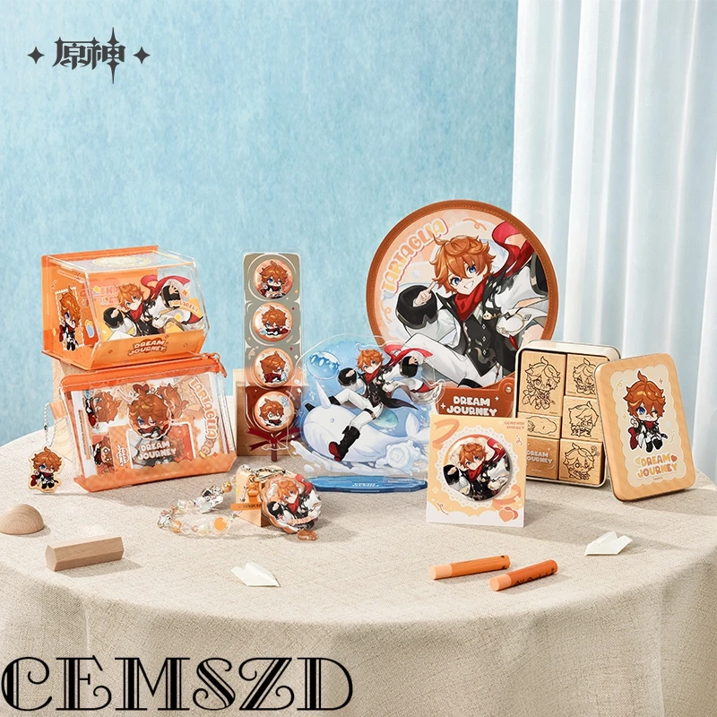 [Genuine]MiHoYo Official Game Genshin Impact Tartaglia Dream Journey Cosplay Badges Pendant Storage Box Set Anime Phone Charms