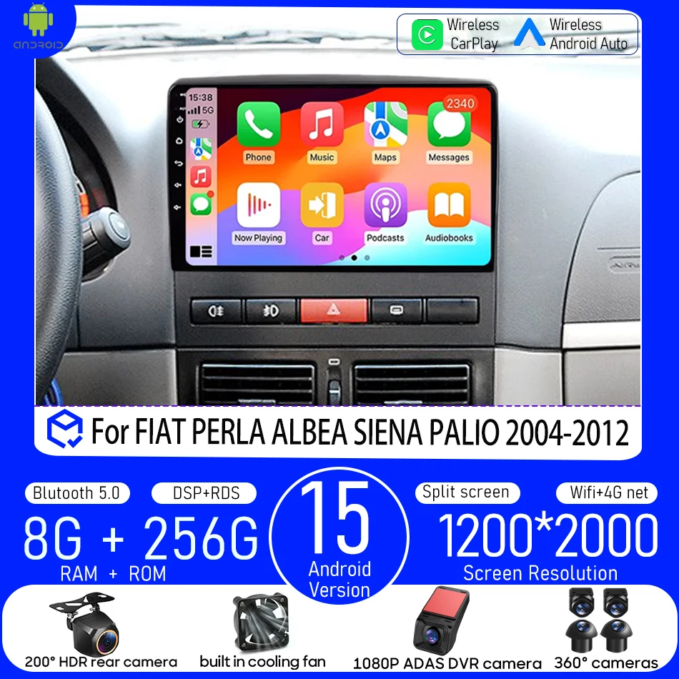 Android para fiat perla albea siena palio 2004 - 2012 reprodutor multimídia do carro carplay rádio automático vídeo navegação estéreo gps 2din