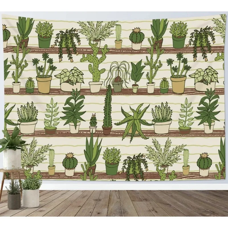 Cactus Tapestry Tropical Desert Succulent Plants Wall Hanging Watercolor Botanical Tapestries for Bedroom Living Room Dorm Decor