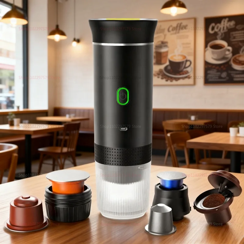 Coffee Machine Wireless Electric Coffee Machine Portable Espresso Coffee Machine Maker 3-in-1 Capsule Powder Travel Coffee Maker