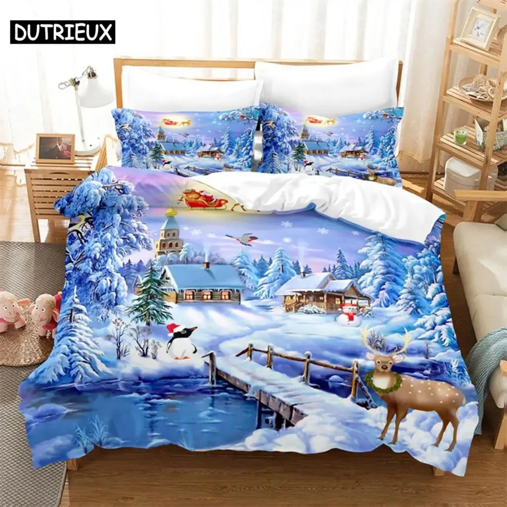 Santa Clause Sleigh Bedding Set Duvet Cover Set 3d Bedding Digital Printing Bed Linen Queen Size Bedding Set Fashion Design