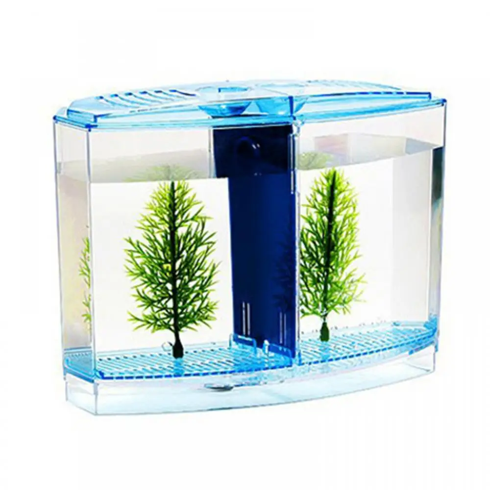 LED Light Fish Tank Multifunctional Acrylic Split Breed Box with Imitation Plant