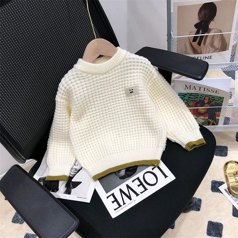 2023 New Children\'S Soft Skin-Friendly Boys Casual Simple Girls Fashion All-Match Spring And Autumn Coat Knitted Sweater Trend