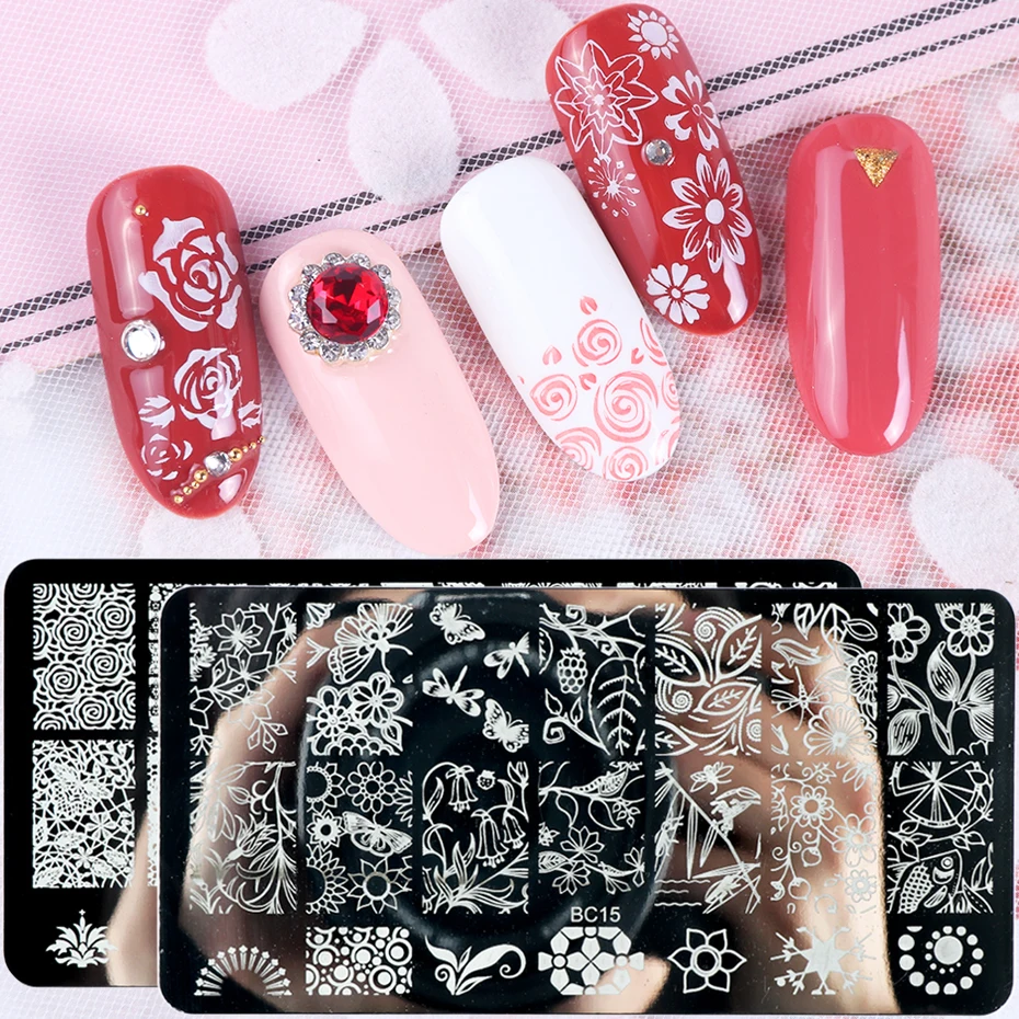 1pcs Nail Stamping Plates Lace Flower Leaf Butterfly Mandala Design Stamp Template for Printing Manicure Stencil Tools LYBC01-20