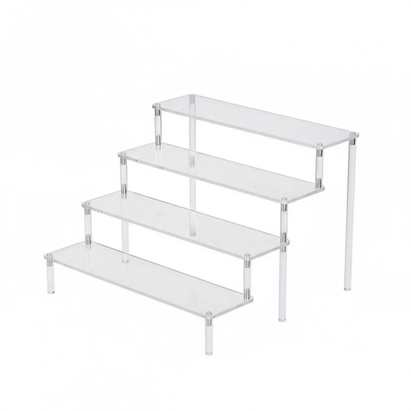Clear Acrylic Display Riser Shelf for Figurines Collectible Stand Tiered Organizer for Perfume Cosmetics Craft Showcase Storage