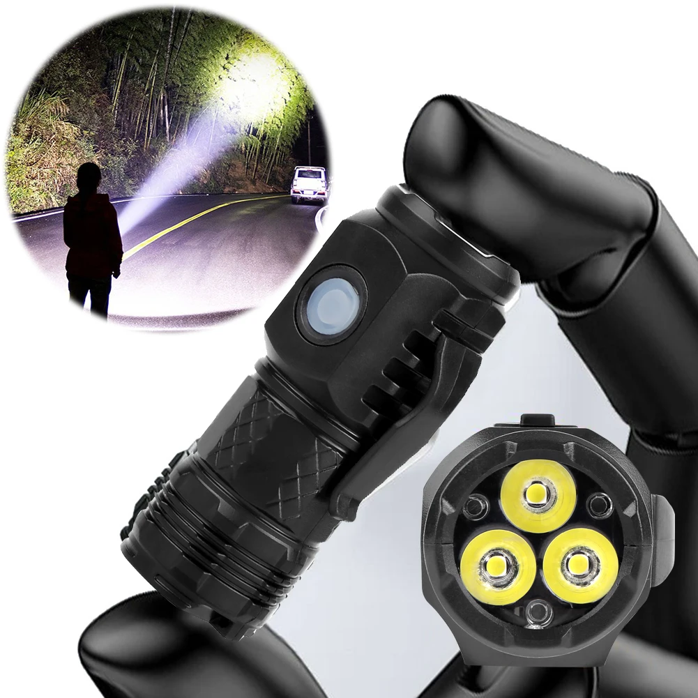 1-5PCS LED Flashlight 5 Lighting Modes 300LM Multifunctional Flashlight Waterproof USB Charging with Pen Clip for Camping Hiking