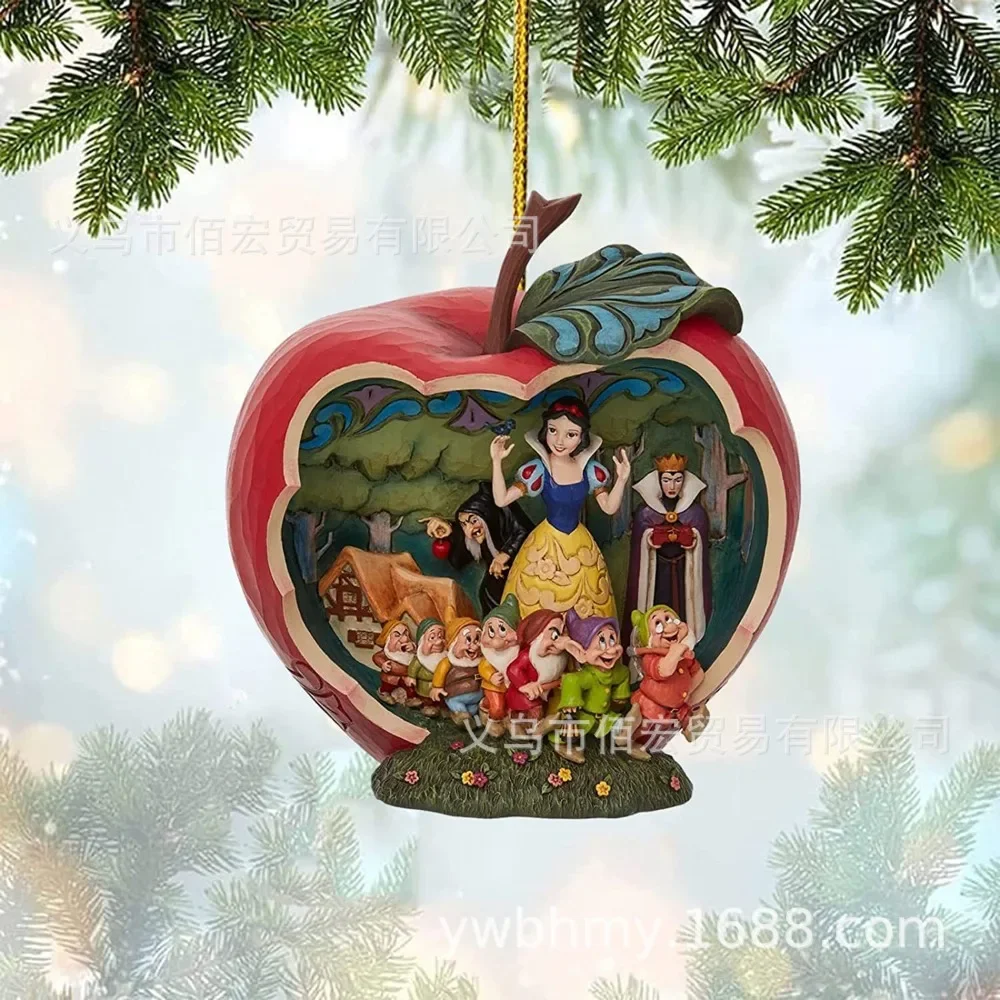 2024 Disney Princess Cartoon Christmas Tree Decoration Flat Pendant Anime Figures Snow White Ariel Princess Acrylic Xmas Gifts