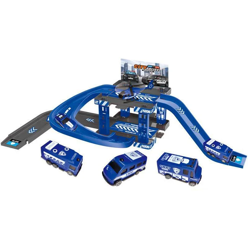 Juguetes de estacionamiento de riel para chico, coche de dinosaurio, modelo de construcción de estacionamiento, simulación de fuego, vehículo de ingeniería de policía, juguete, regalos de cumpleaños para niños