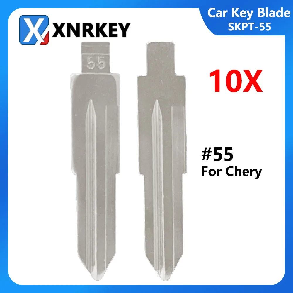 

XNRKEY 10PCS Metal Blank Uncut Flip KD Remote Key Blade Type #55 for Chery QQ3 NO. 55 Blade