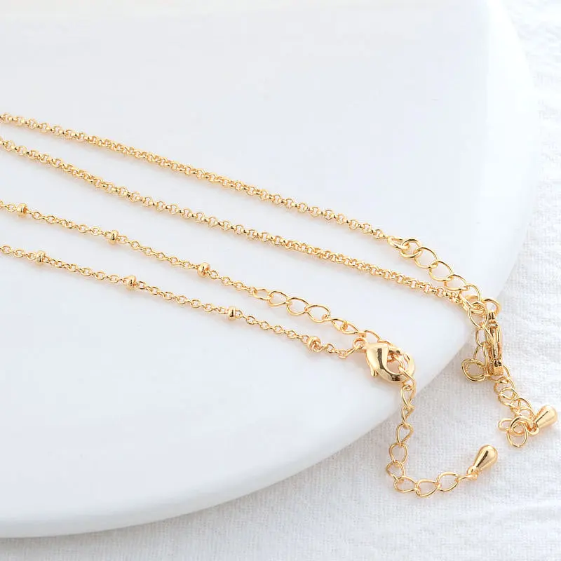 

2PCS Full Length 45CM 14K Gold Color Brass Necklaces Finished Chains Jewelry Making Supplies Diy Findings Accessories