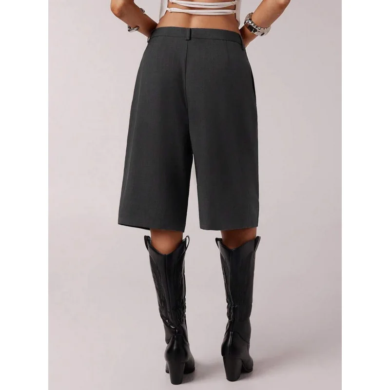 High Waist Wide Leg Capris Neutral Style Casual Pants Female Spring Season Other Material 100% Cross-Border Rapid Sale