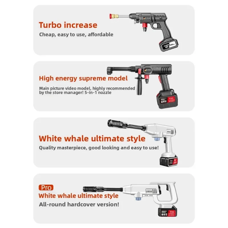 Wireless Car Washing Machine Household High Pressure Water Gun Charging Grab High Power Lithium Battery Strong Boost