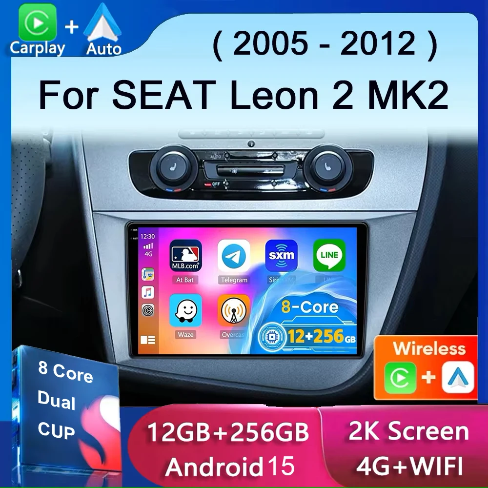 

9 "Android 15 2Din автомобильный радиоприемник мультимедийный видеоплеер для Seat Leon 2 MK2 LHD 2002-2012 навигационный аудио головное устройство Carplay