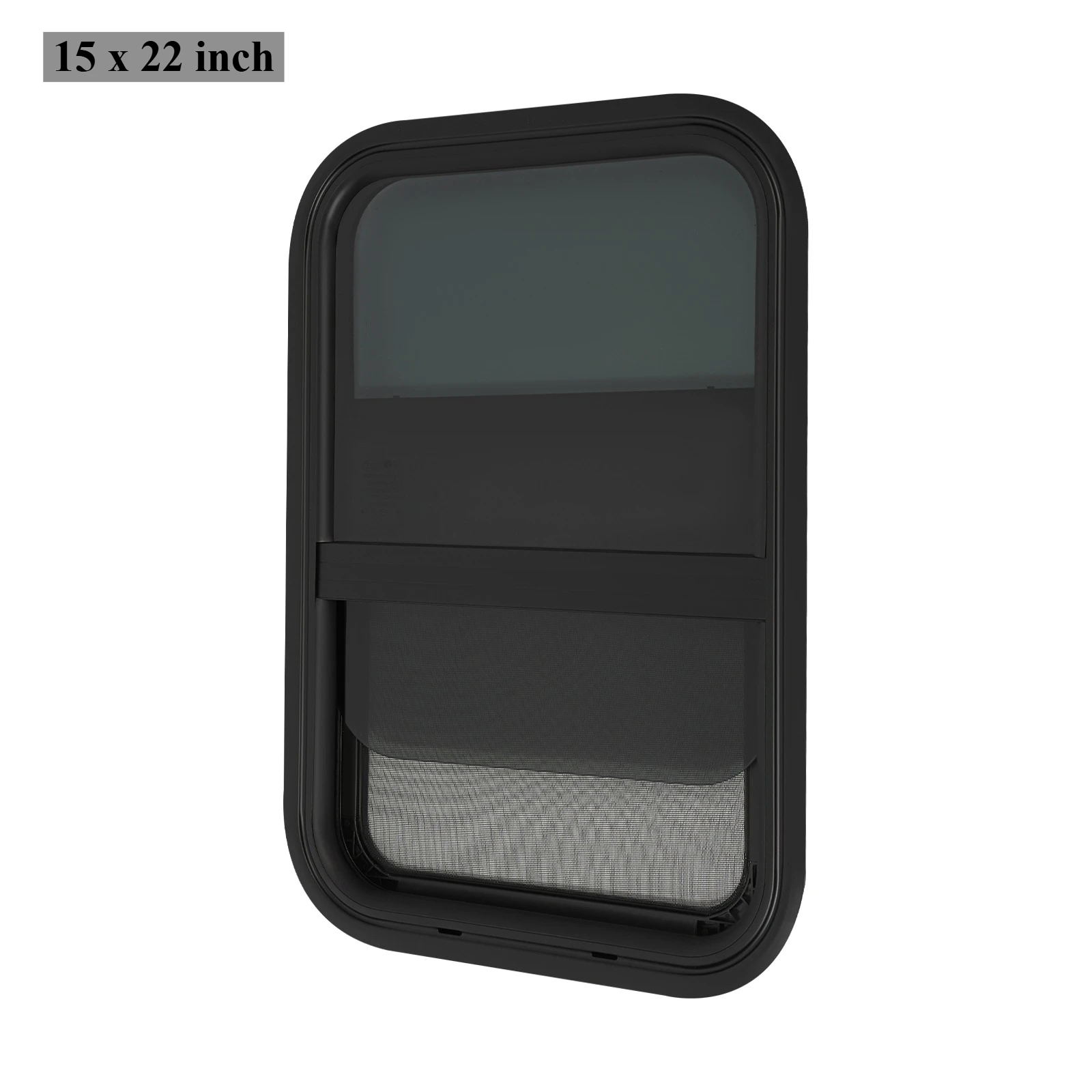 حزمة من قطعتين من نوافذ RV، نافذة جانبية RV، نافذة منزلق عمودية RV، لـ RVs، Campervans، القوافل، المقطورات، أسود، 15 بوصة عرض × 22 بوصة ارتفاع #4
