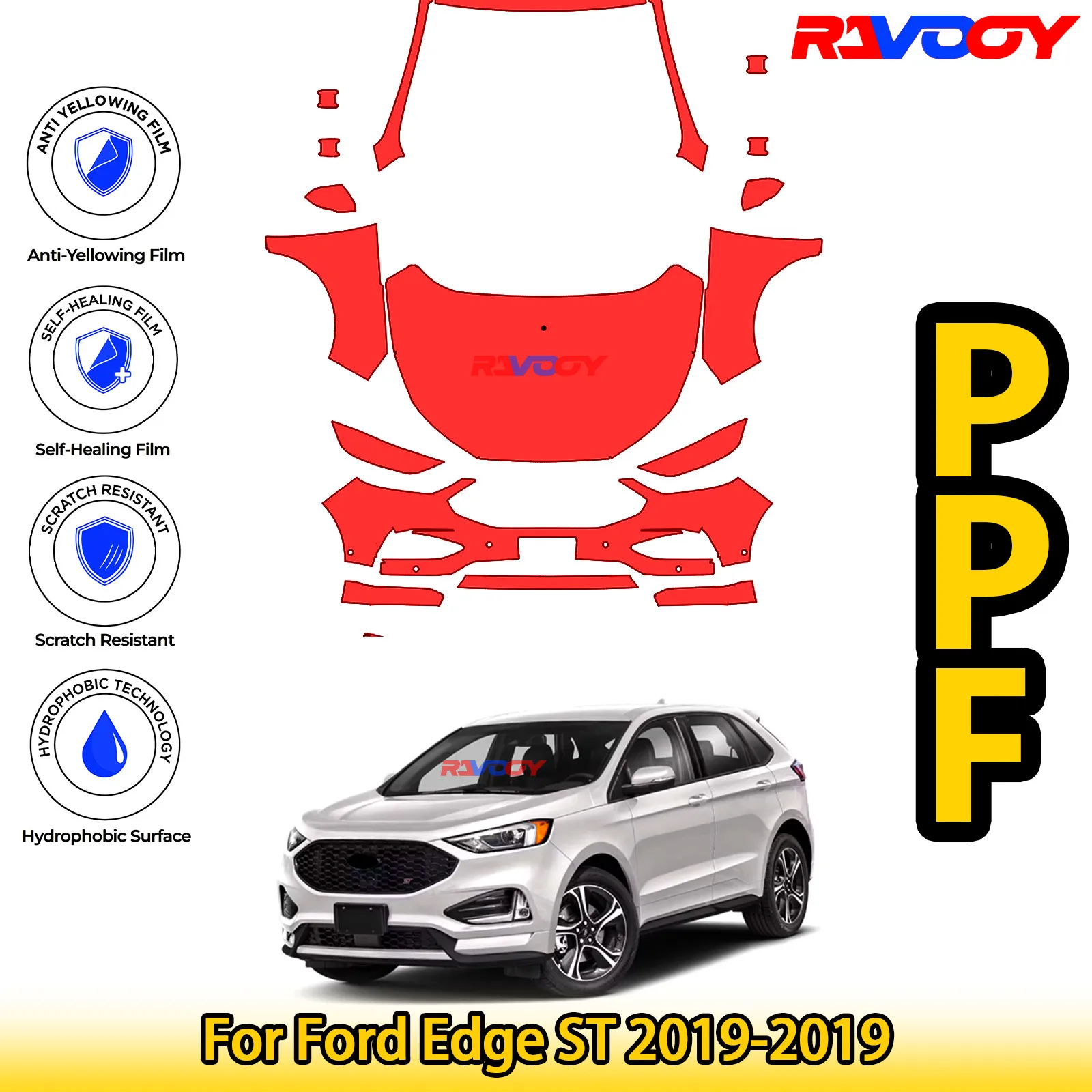 

For Ford Edge ST 2019-2019 Glossy Matte Black Precut front PPF Kit Paint Protection Film