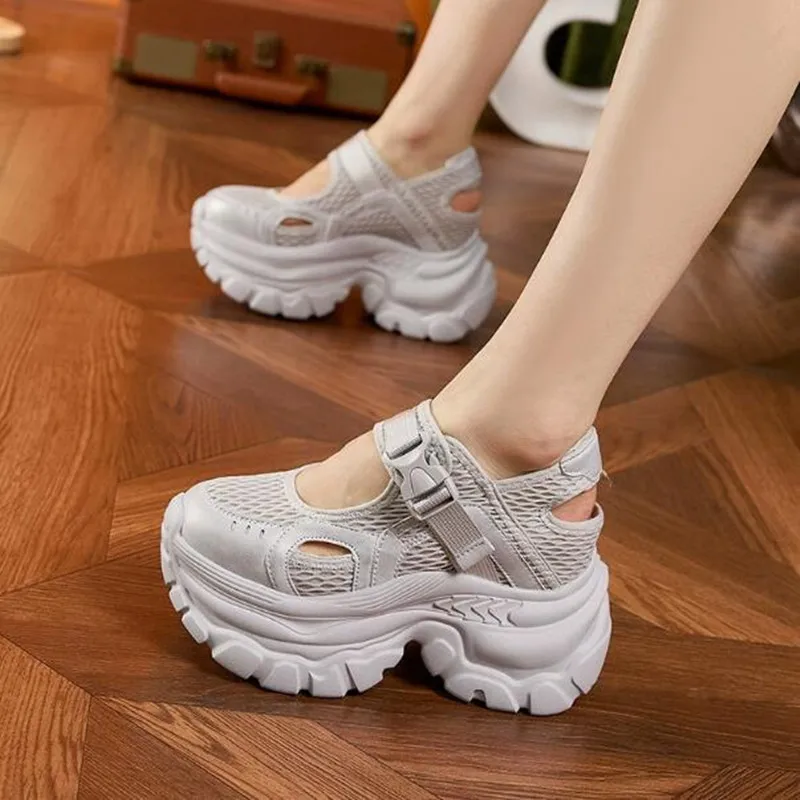 

Summer Women Sports Outdoor Sandals New Fashion Non Slip Soft Breathable Casual Beach Shoes 9CM Heels Trend Comfortable Slippers