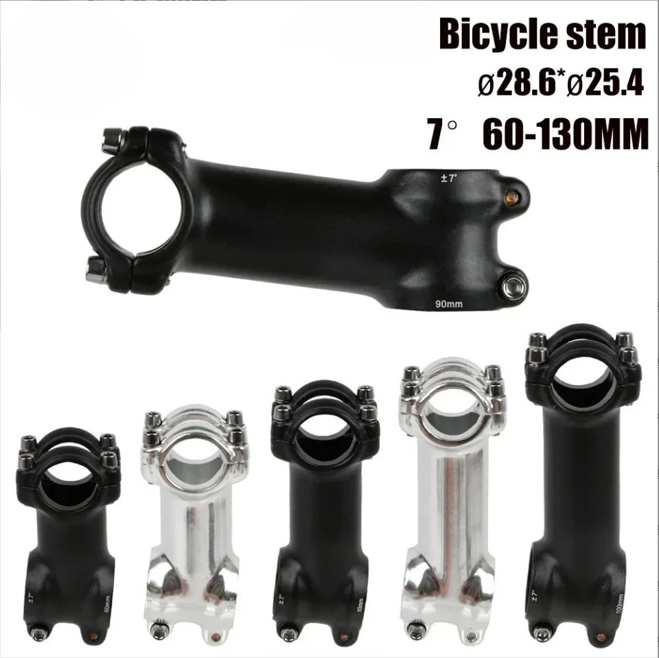 7° Ultralight Stem 25.4mm 60-130mm 28.6mm Fork Black/Silver MTB Road