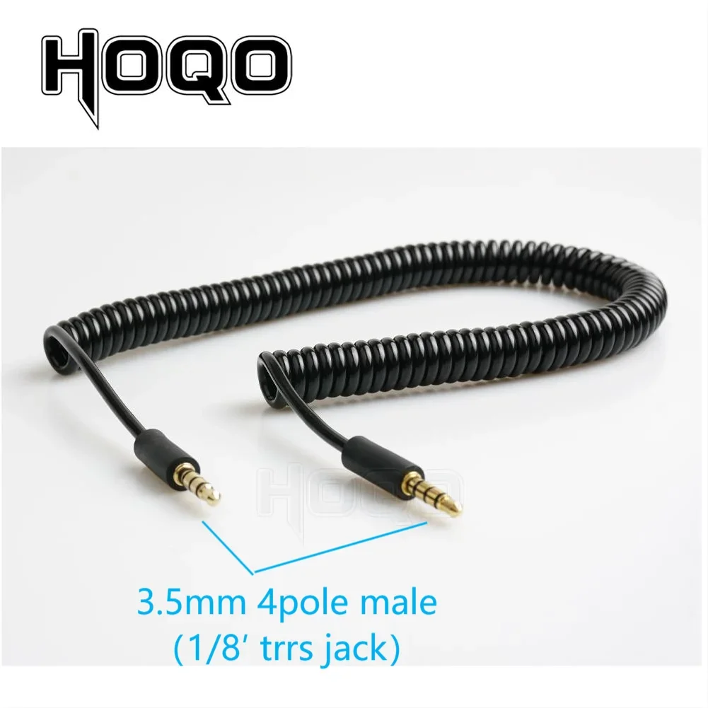 3.5mm TRRS connector Spring Coiled Cable For RODE Sc7 By VIDEOMIC GO Video Micro-type Mics 1/8‘’4 pole Audio cord