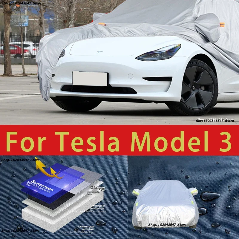 Per Tesla Model 3: Copertura Completa per Auto, Protezione Esterna, Copertura Antineve, Parasole, Impermeabile, Antipolvere, Accessori Auto per Esterni