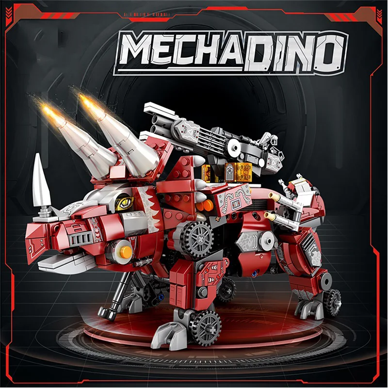 MOC 3IN1 Armed Triceratops RC Model Building Blocks 930pcs Creative Three-Change Robot Assembly Ornaments Bricks Boys Toys Gifts