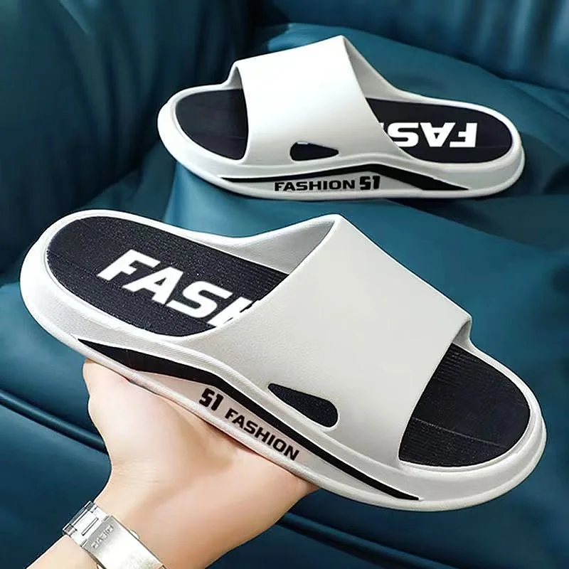 Men New Summer Slippers Fashion EVA Soft Bottom Casual Slides Light Beach Shoes Male Non-Slip Home Bathroom Sandals and Slippers