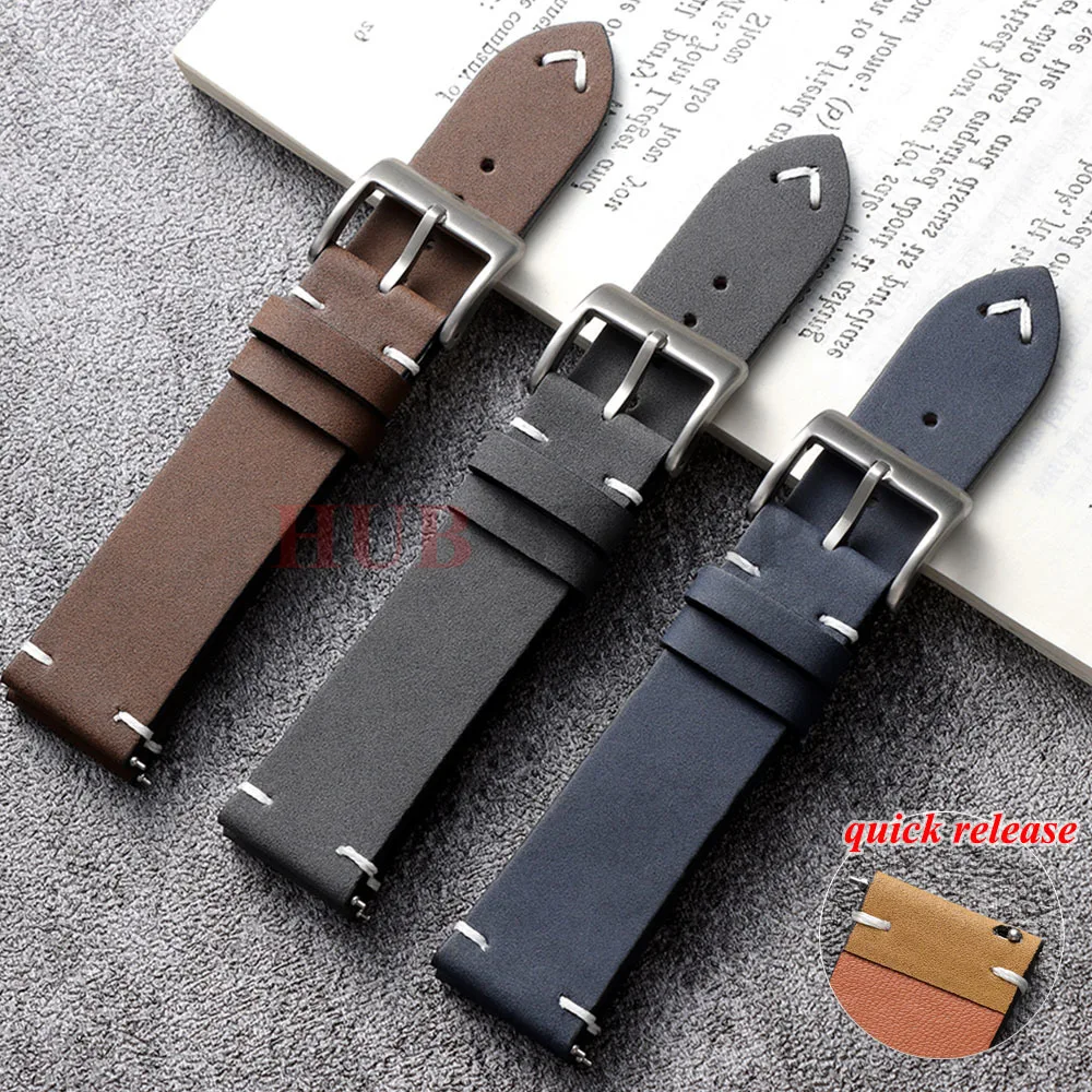 Handmade 18mm 20mm 22mmCowhide Soft Universal Watchbands Business Men Women Quick Release Calfskin Watch Strap Watch Accessories