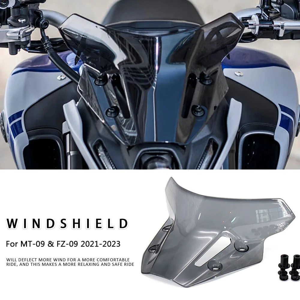 

Wind For Yamaha MT-09 MT09 MT 09 SP V3 Deflector Shield Screen Visor Glass with Screws 2021 2022 2023 Windscreen Windshield