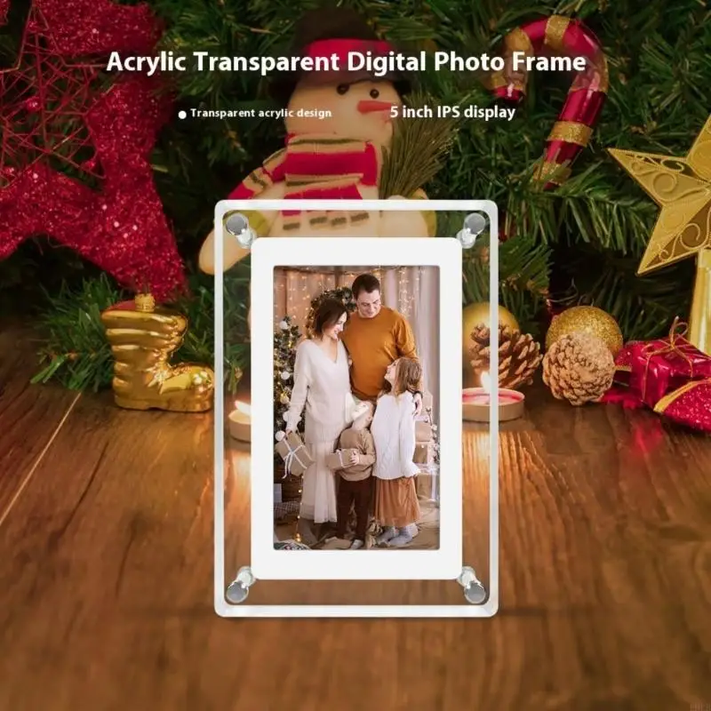 2025 New 5in Auto Rotatingアクリルデジタルフォトフレーム1200MAHバッテリー8GB USBが含まれています