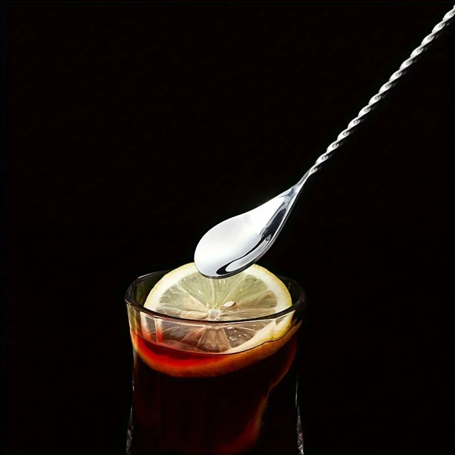 1pc Cocktail Stirrer Made of Stainless Steel - a Sleek And Shiny Bar Spoon Ideal for Mixing And Layering Beverages