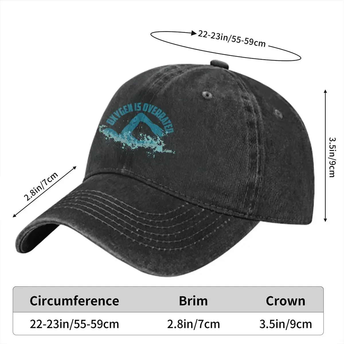 Oxygen Is Overrated -  Swimming Pun Baseball Cap Men Hats Women Visor Protection Snapback Swim Caps