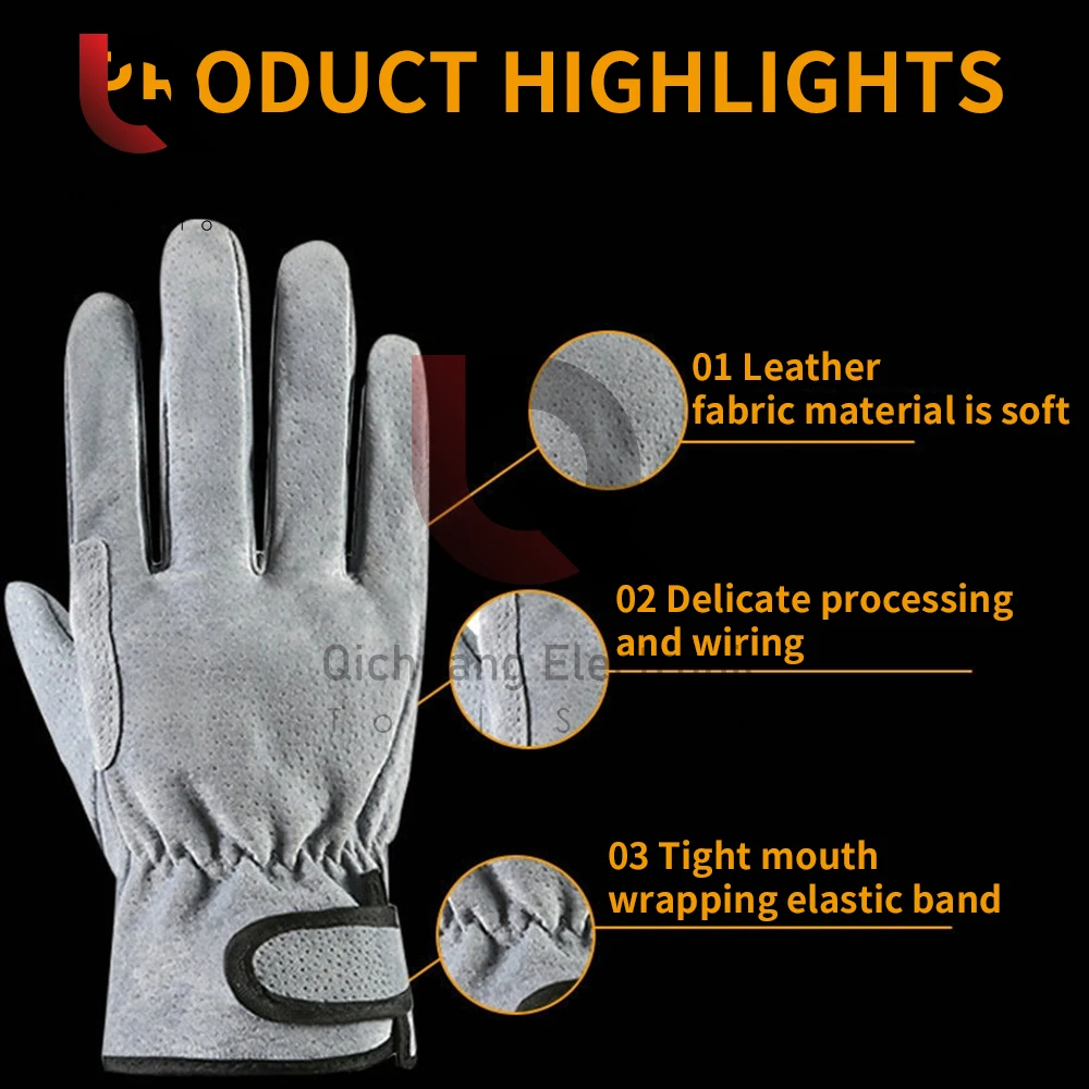 1 par guantes de trabajo de soldadura de cuero eléctrico guantes de soldadura resistente al calor protección de seguridad guantes de trabajo de seguridad para soldador