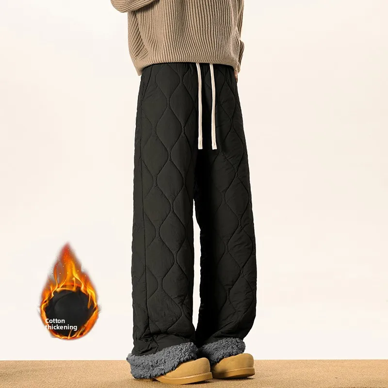 

Winter Thiened Warm Lamb Velvet Casual Pants Loose Wide Leg Trousers ex Retro Sle Comfortable Straight Cut Trousers