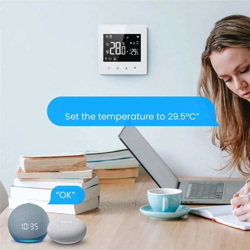 B68A Tuya Zigbee Thermostat Smart Home Battery Powered Temperature Controller For Gas Boiler Works With Voice Assistant, Durable