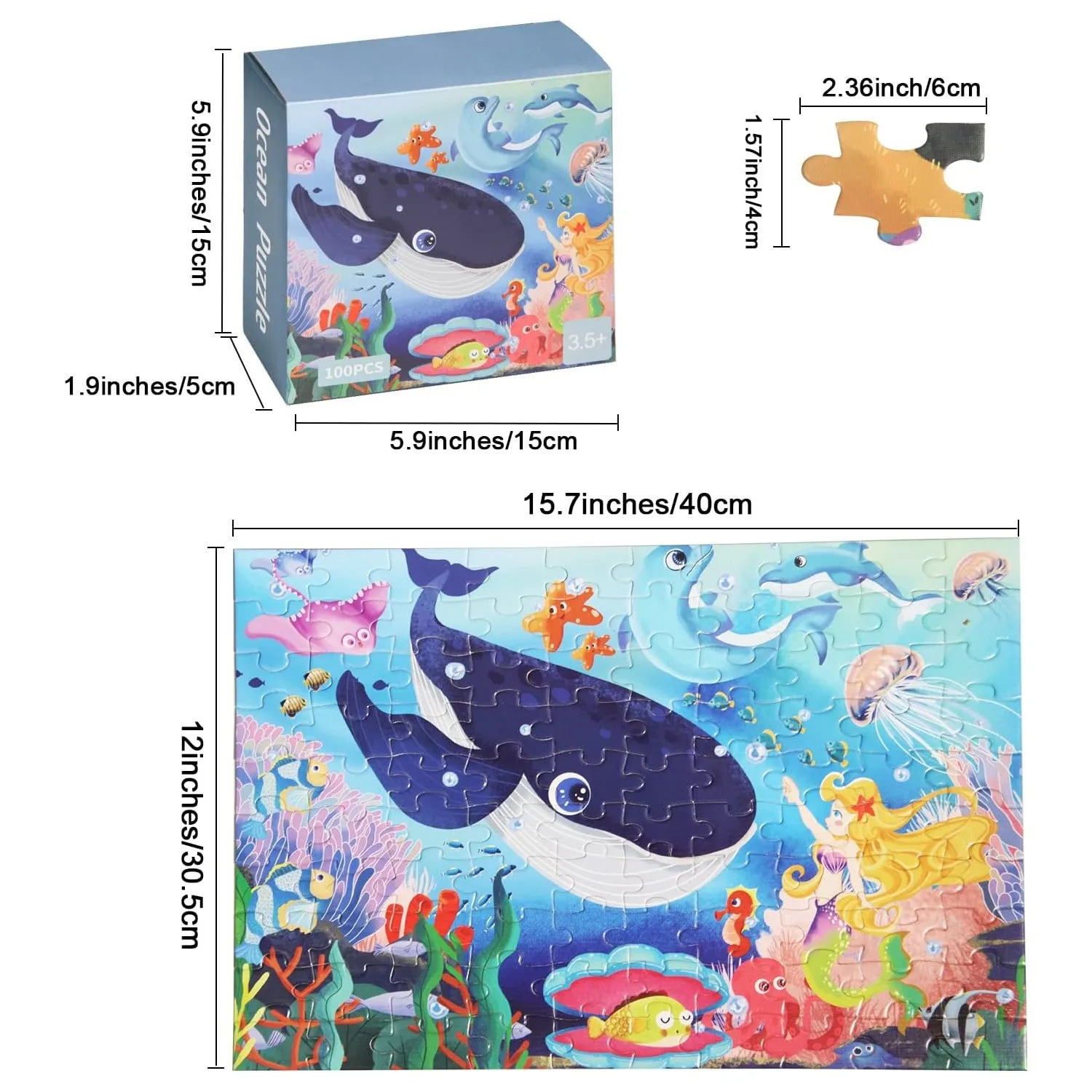 100 Pieces Animal Dinosaur Ocean Theme Jigsaw Puzzles, Toys Preschool, Gift For Birthday Christmas Halloween Thanksgiving