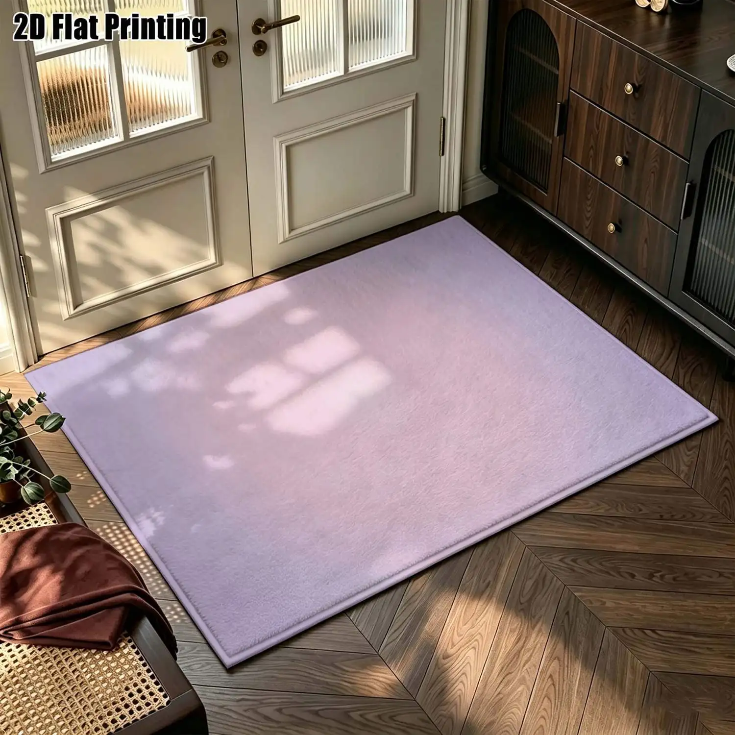 1Pc 2D Printed Pink-Purple Gradient Tie-Dye Carpet, Instagram-Style Floor Mat, Multiple Sizes, Machine Washable, Home Decor