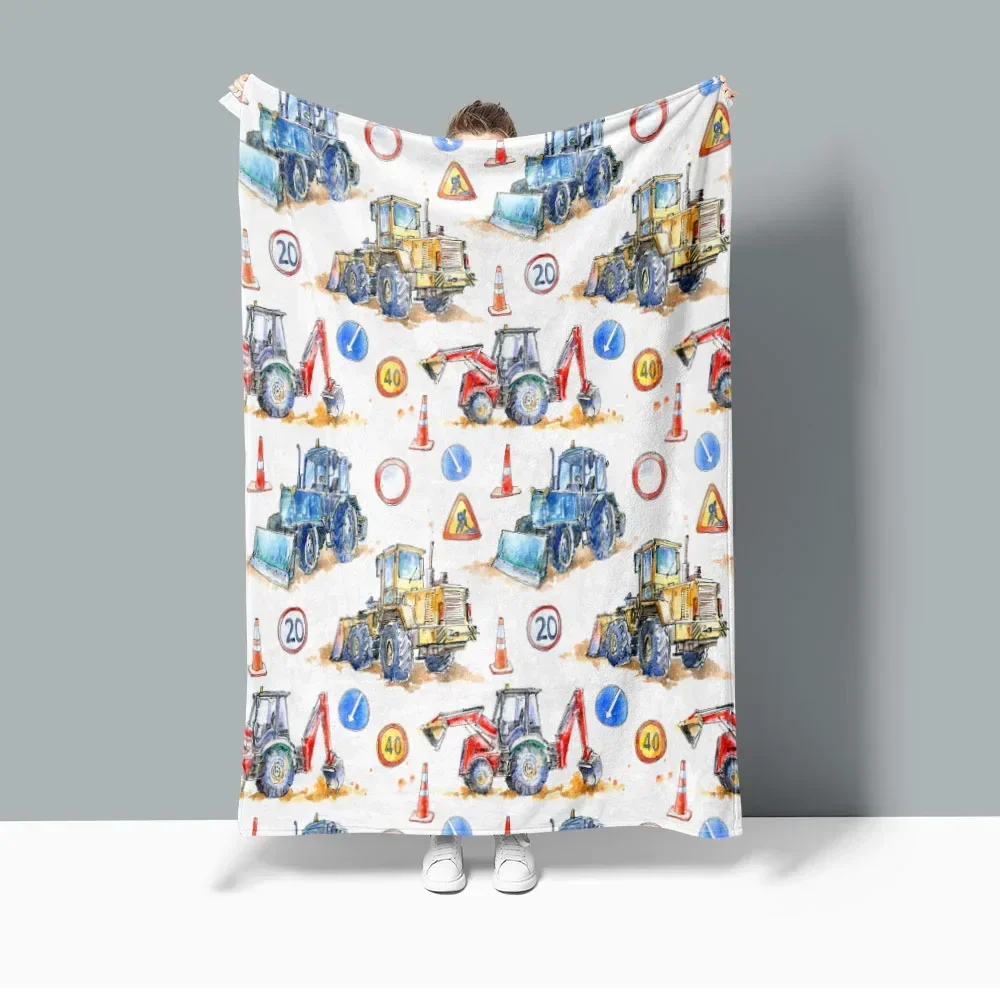 

Children Construction Machines Fleece Blanket Travel Blanket Children Coupon Blanket