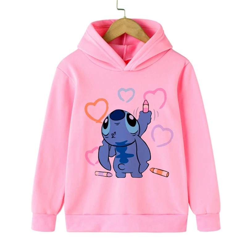 Moletom Stitch Disney infantil, moletom Lilo e Stitch, blusa casual de bebê, roupa de desenho infantil, menino e menina, Kawaii, Y2k